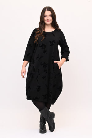 Abito ovetto floccato - Nero