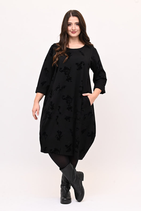 Abito ovetto floccato - Nero