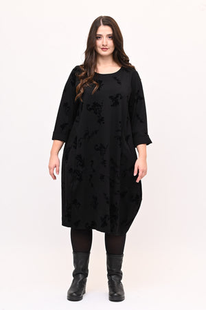 Abito ovetto floccato - Nero