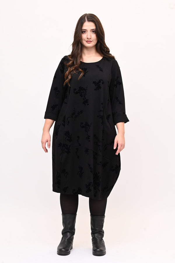 Abito ovetto floccato - Nero