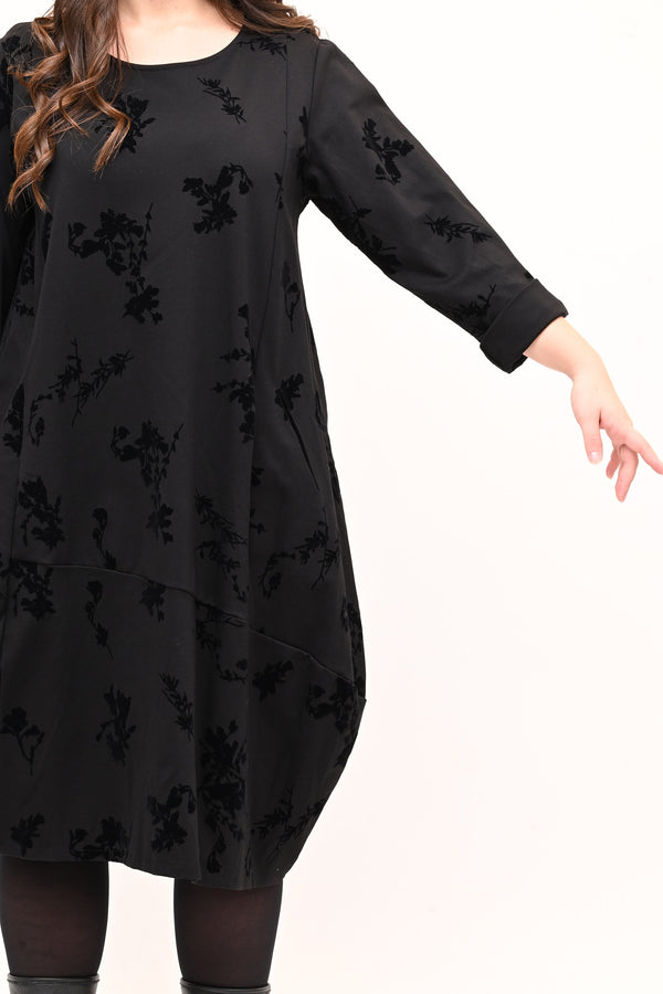 Abito ovetto floccato - Nero