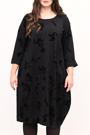 Abito ovetto floccato - Nero