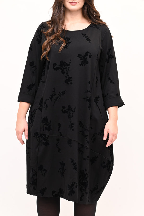 Abito ovetto floccato - Nero