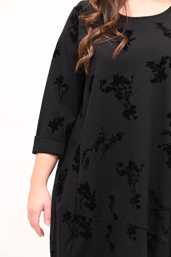 Abito ovetto floccato - Nero