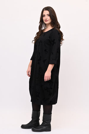 Abito ovetto floccato - Nero