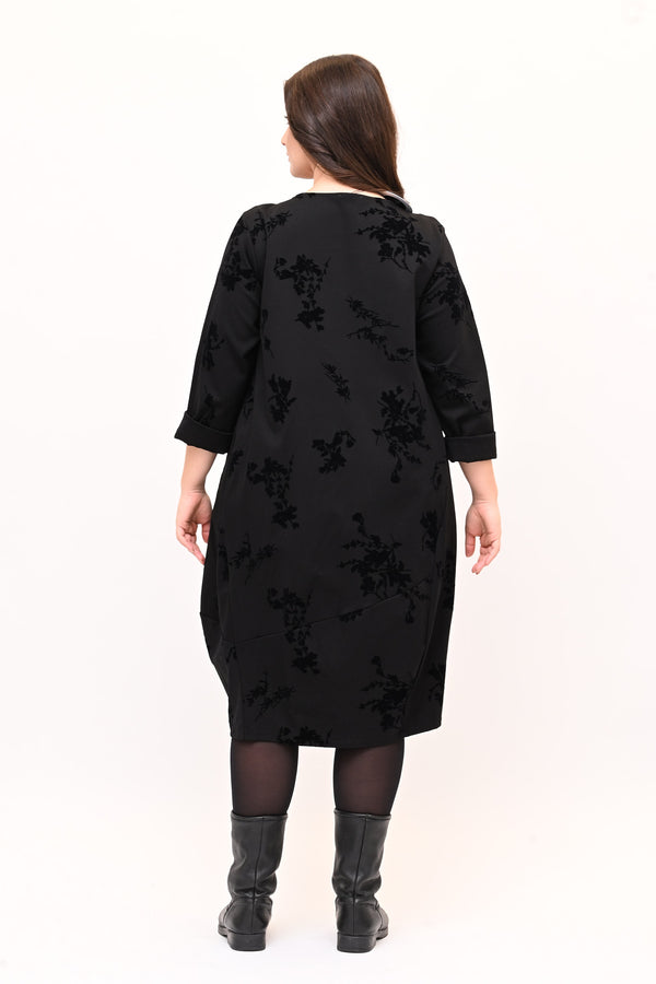 Abito ovetto floccato - Nero