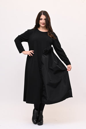 Abito fiore tafta - Nero