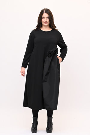 Abito fiore tafta - Nero