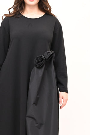 Abito fiore tafta - Nero