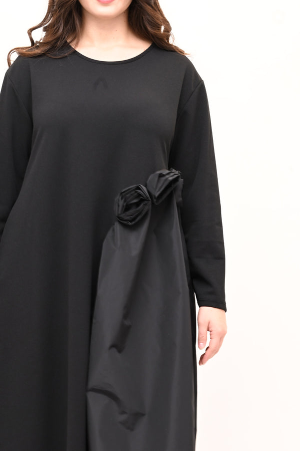 Abito fiore tafta - Nero
