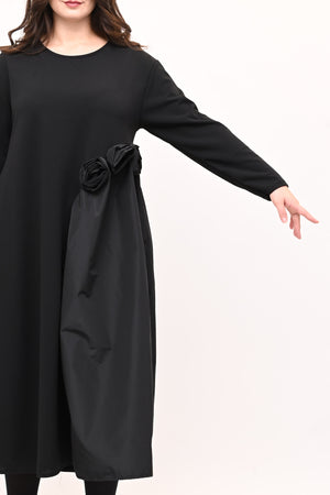 Abito fiore tafta - Nero