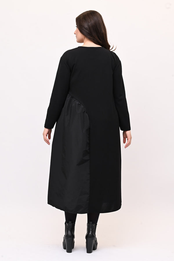 Abito fiore tafta - Nero