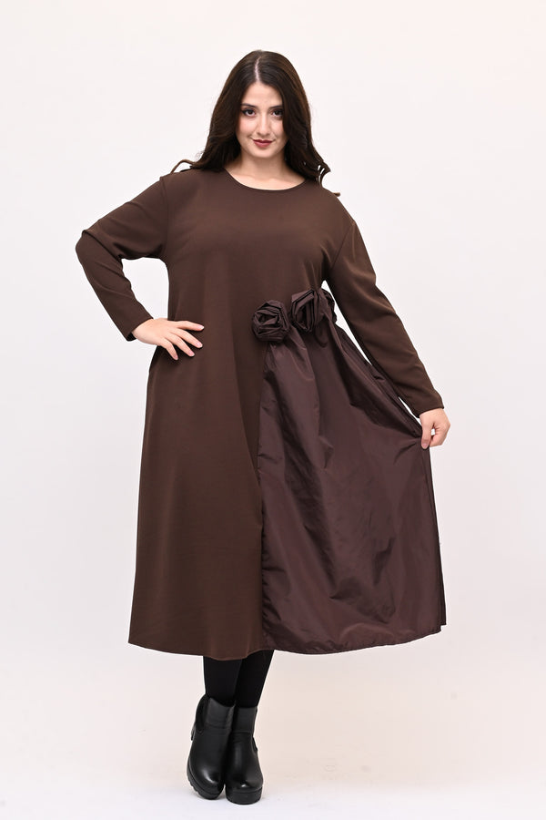 Abito fiore tafta - Moro