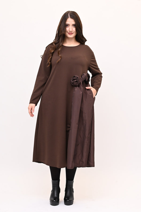 Abito fiore tafta - Moro