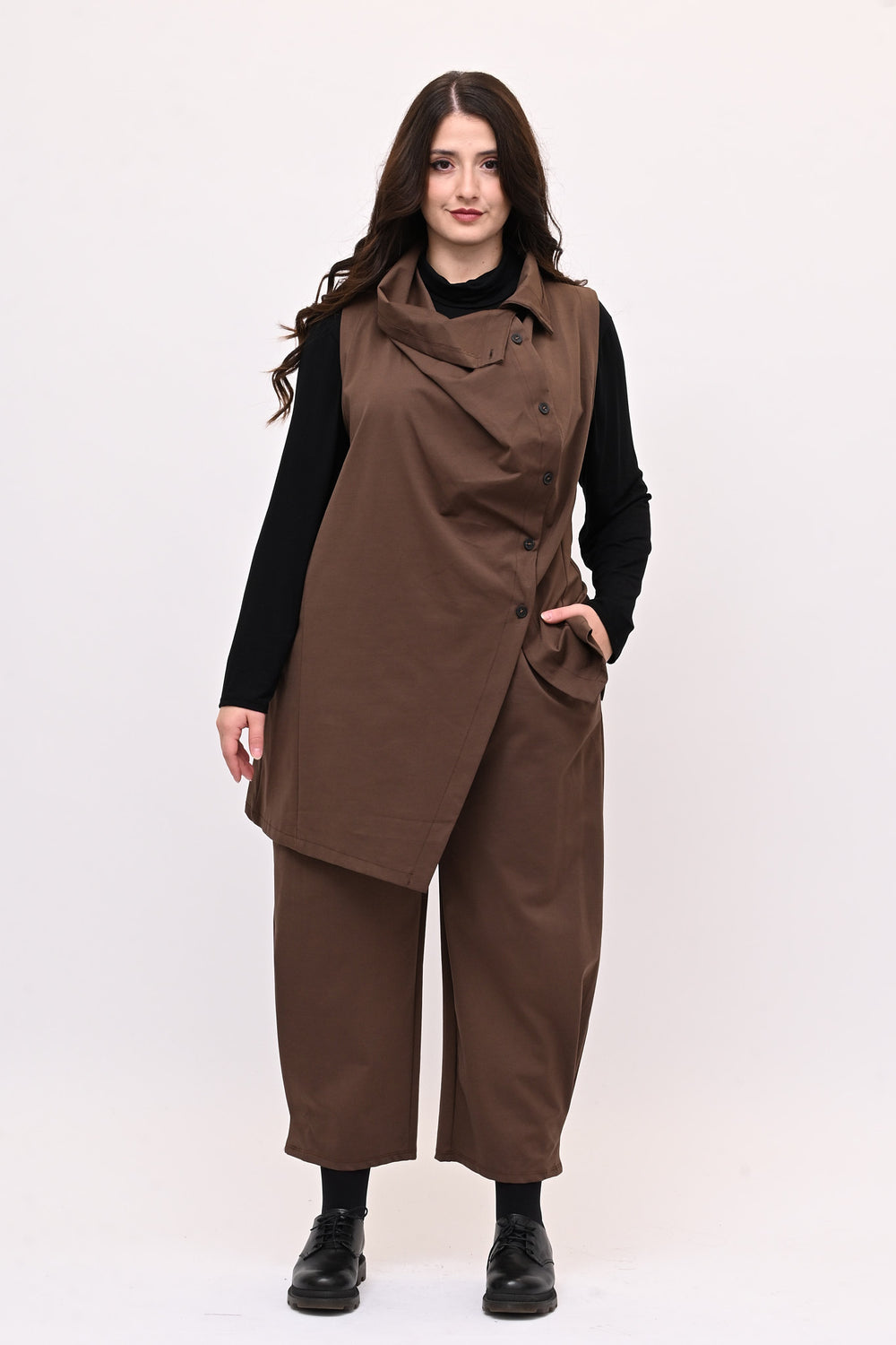 Completo gilet bottoni - Moro