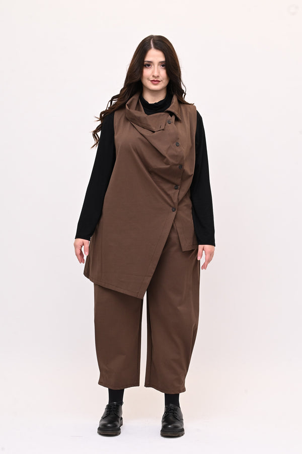 Completo gilet bottoni - Moro