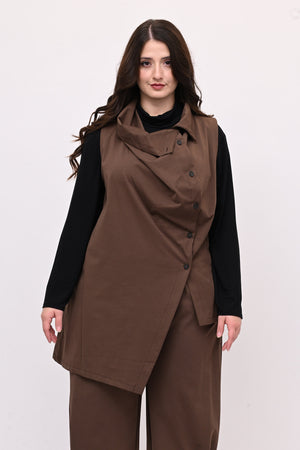 Completo gilet bottoni - Moro