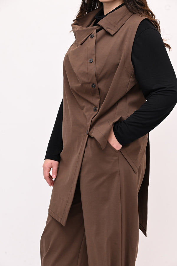 Completo gilet bottoni - Moro