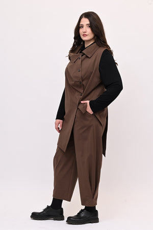 Completo gilet bottoni - Moro