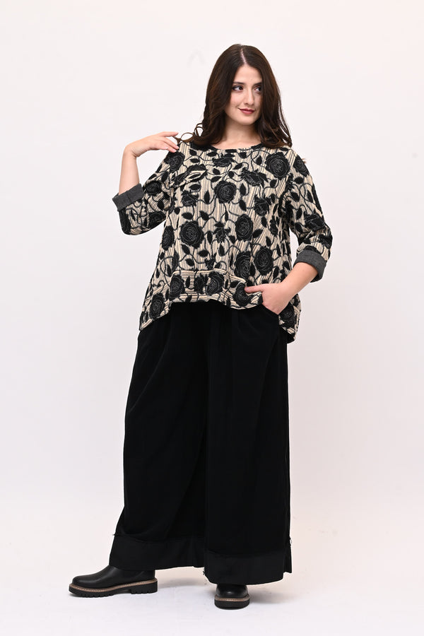 Maglia goffrata bordo - Nero