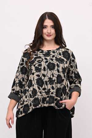 Maglia goffrata bordo - Nero