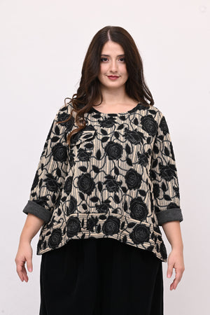 Maglia goffrata bordo - Nero