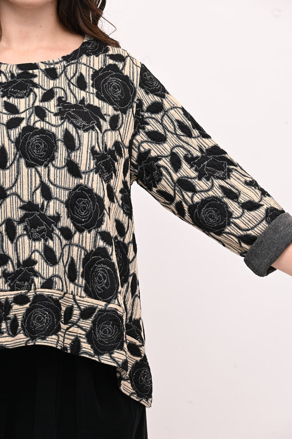 Maglia goffrata bordo - Nero