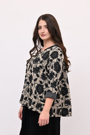 Maglia goffrata bordo - Nero