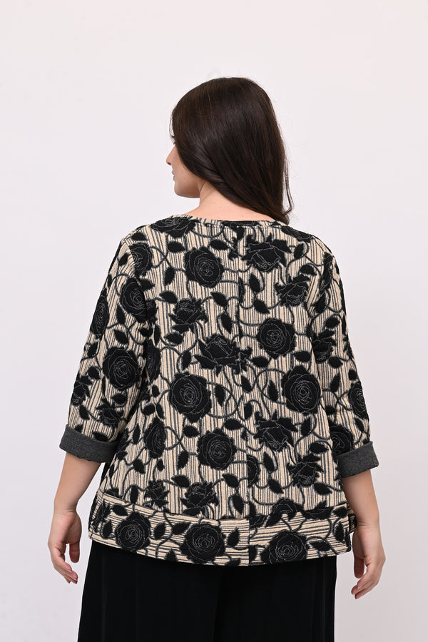 Maglia goffrata bordo - Nero