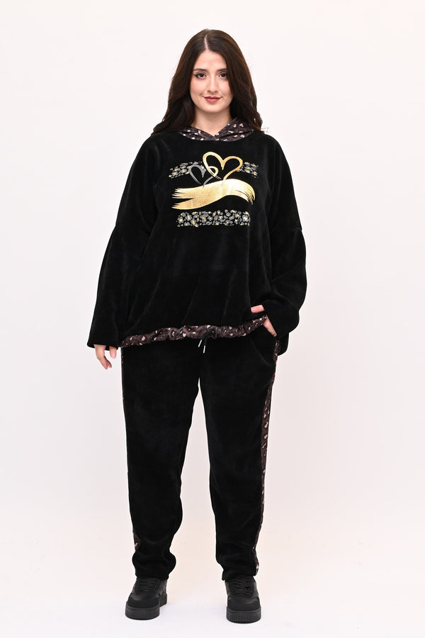 Tuta ciniglia cuore - Nero