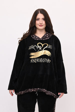 Tuta ciniglia cuore - Nero