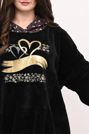 Tuta ciniglia cuore - Nero