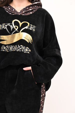 Tuta ciniglia cuore - Nero