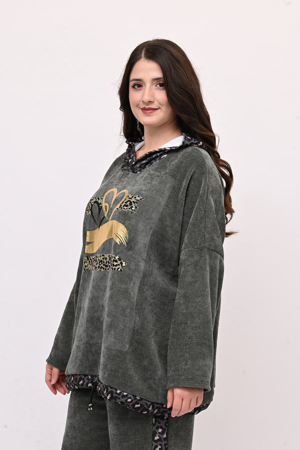 Tuta ciniglia cuore - Verde militare