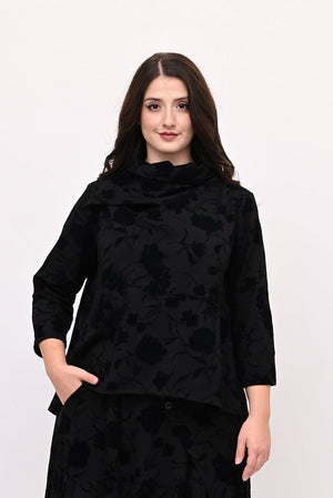 Maglia devorè collo risvolto - Nero