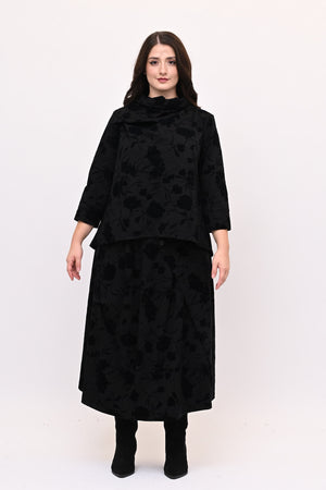 Maglia devorè collo risvolto - Nero