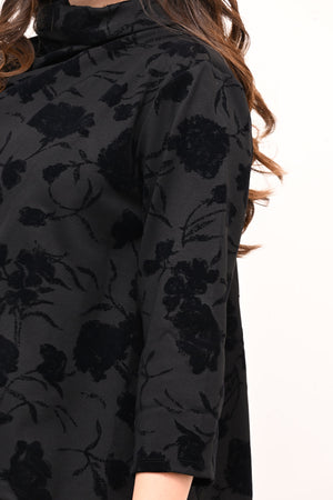 Maglia devorè collo risvolto - Nero