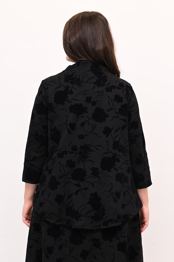 Maglia devorè collo risvolto - Nero