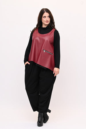 Gilet ecopelle punta - Vino