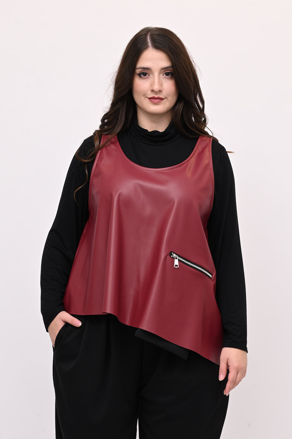 Gilet ecopelle punta - Vino