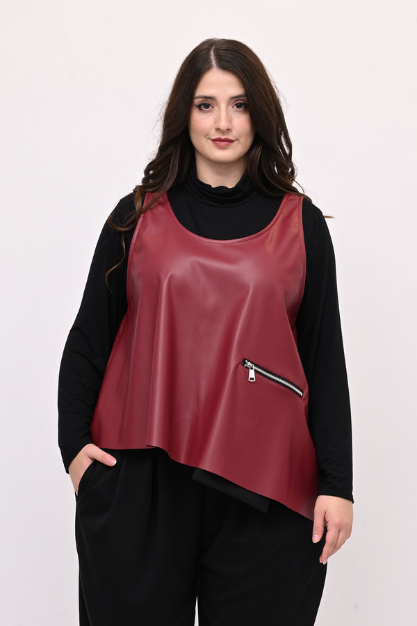 Gilet ecopelle punta - Vino