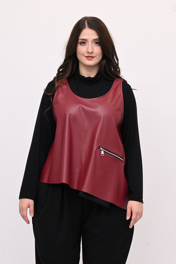 Gilet ecopelle punta - Vino