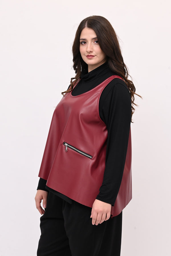 Gilet ecopelle punta - Vino