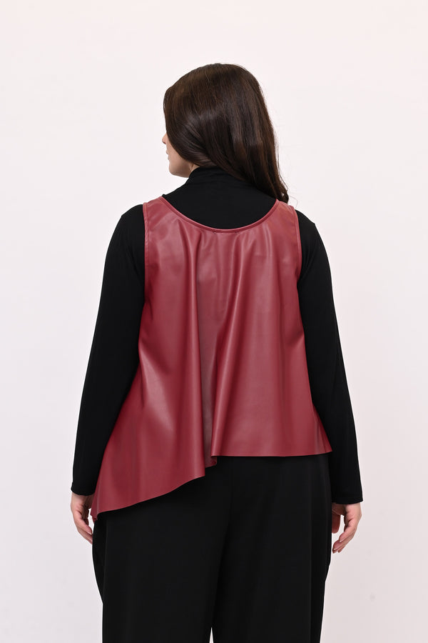 Gilet ecopelle punta - Vino