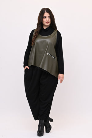 Gilet ecopelle punta - Verde militare