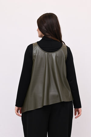 Gilet ecopelle punta - Verde militare