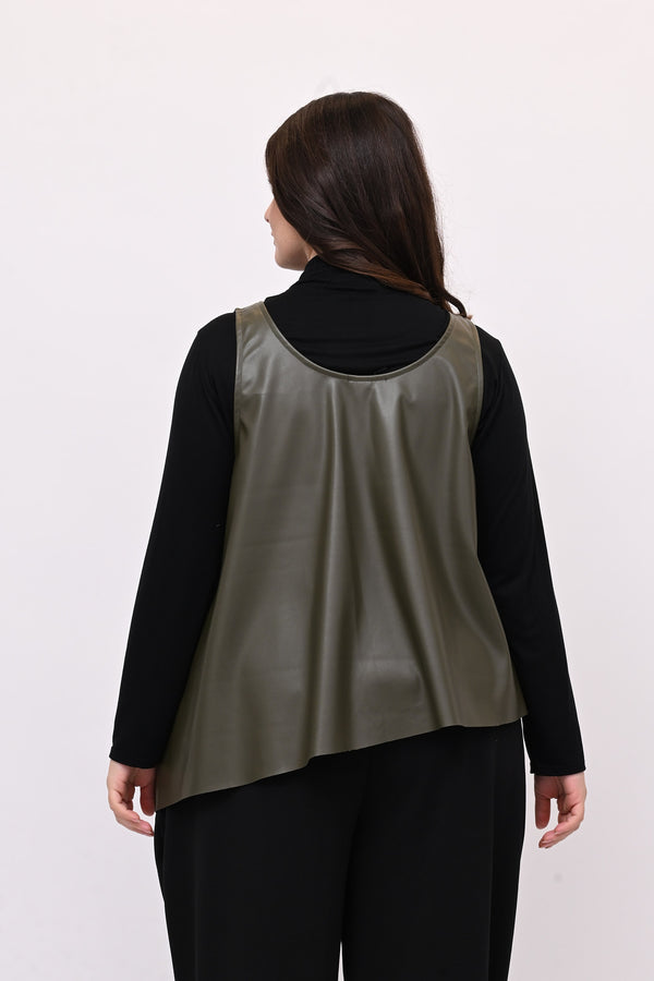 Gilet ecopelle punta - Verde militare