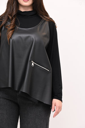 Gilet ecopelle punta - Nero