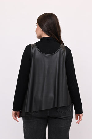 Gilet ecopelle punta - Nero