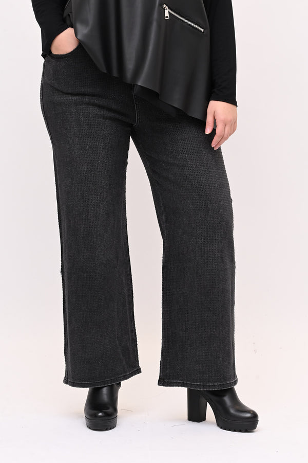 Jeans palazzo strass - Nero